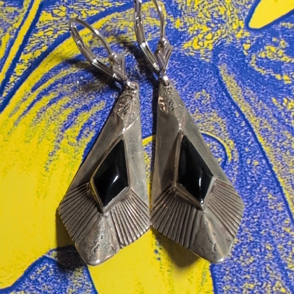 Elegant Silver and Black Earrings